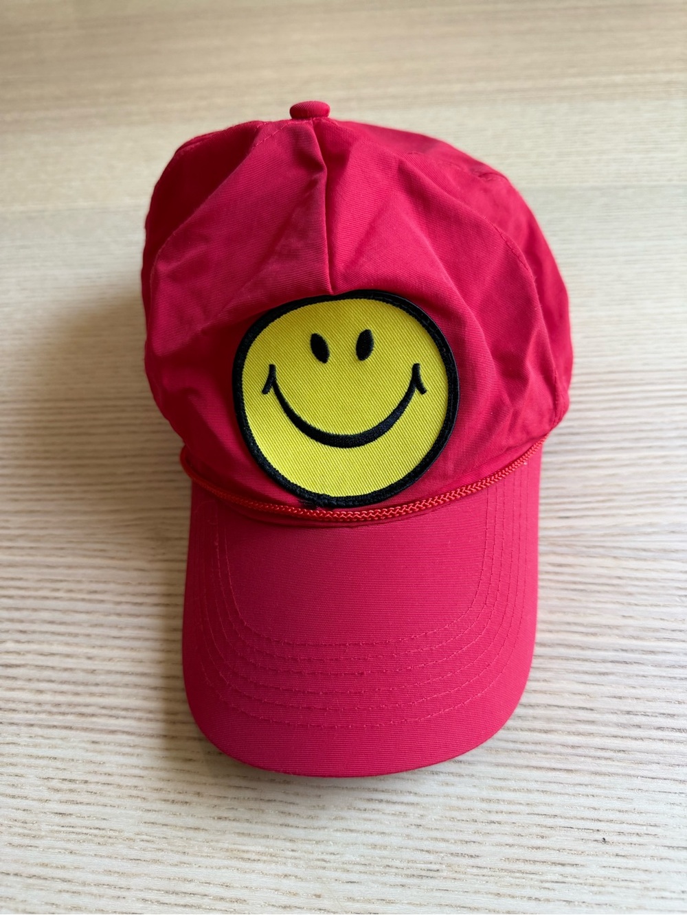 Aviator Nation Red Smiley Face Trucker Hat Snapback Cap Vintage Vibe